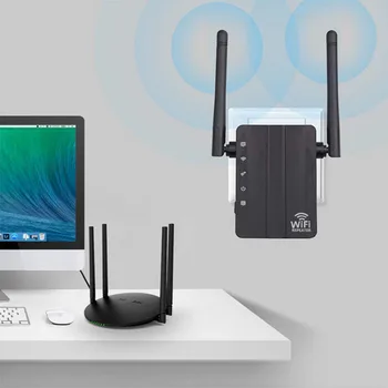 

Dual Antenna 2.4G Wifi Repeater Home Office Wifi Signal Extender Wireless Signal Booster Amplifier