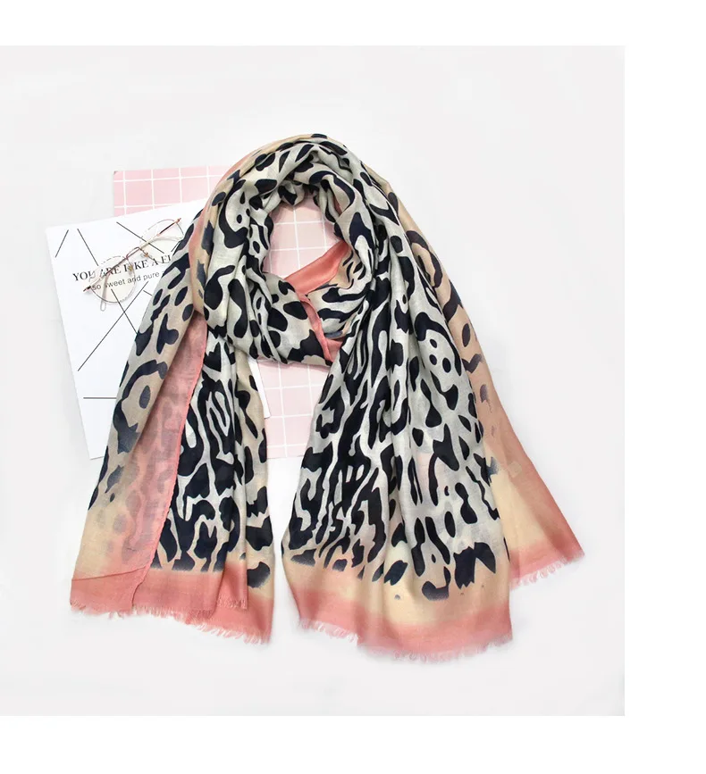 

2019 Beautiful Cotton Leopard Fringe Scarves Shawls Fashion Long Leopard Pattern Foulard Wrap Scarf Hijab 6 Color Free Shipping