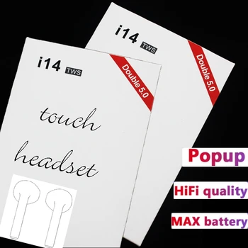 

i14 tws wireless earphone bluetooth Mini Earbuds touch control noise cancelling headset For iphone 7 8 X XS Samsung PK i7 i9 i12