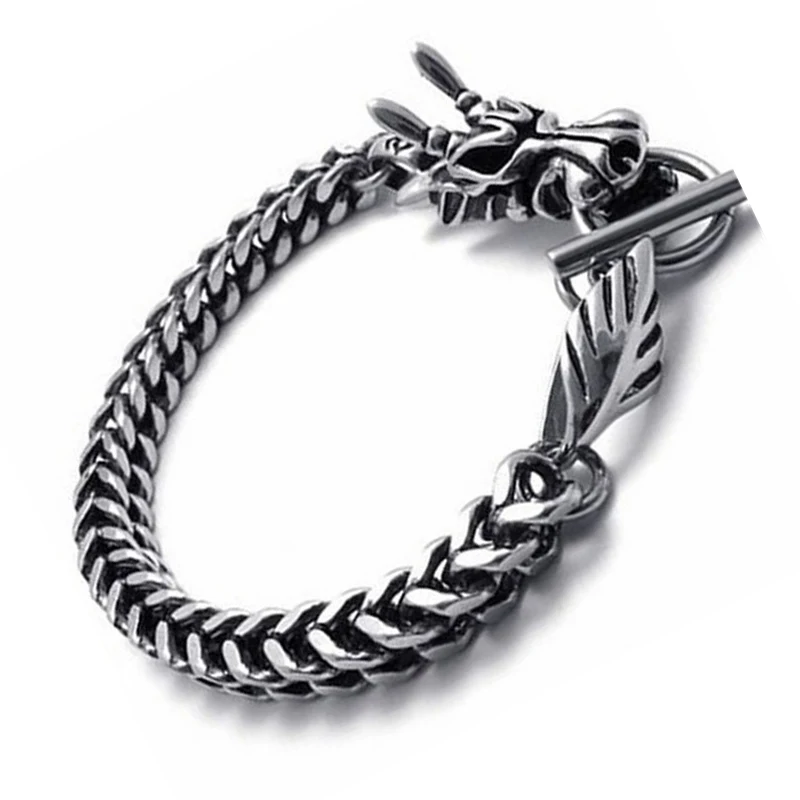 Серебряный браслет из нержавеющей стали, Мужская цепочка на руку, мужские аксессуары, очаровательные браслеты в стиле хип-хоп с животными,, модные ювелирные изделия