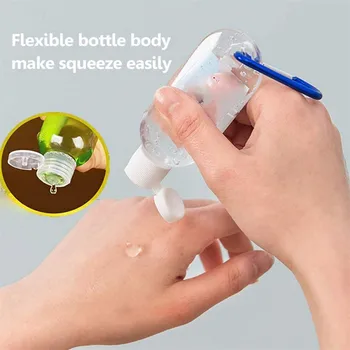 

5pcs 30ml Refillable Travel Plastic Clear Keychain Reusable Bottles Leakproof Empty Containers Flip Cap Outdoor Tools