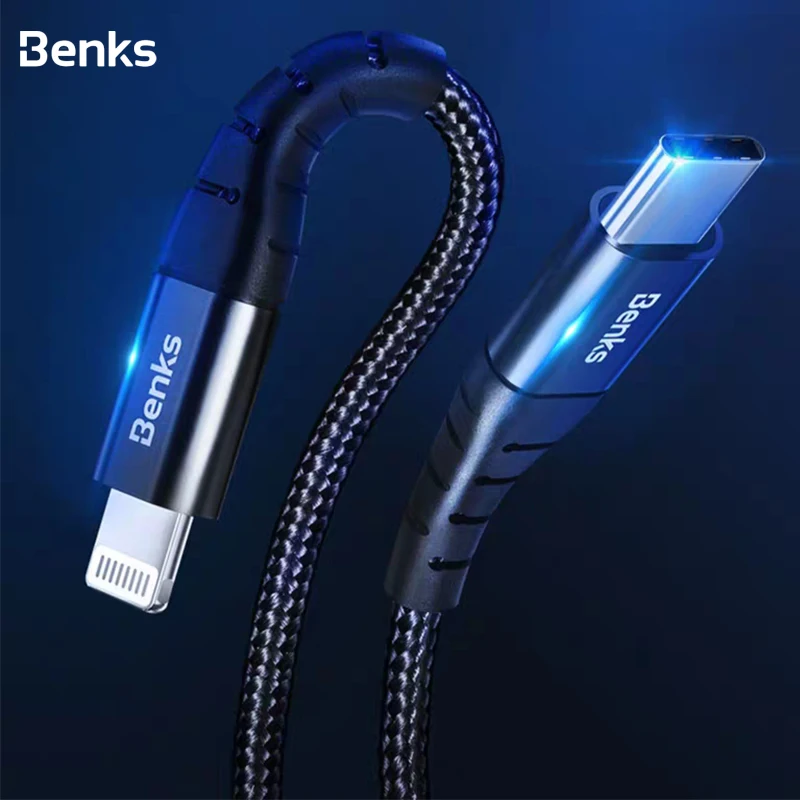 Benks M11 MFi PD Fast Charging Cable For iPhone XS 11 Pro MAX X XR 8 Plus Nylon Phone Cable Type USB C to Lightning Charger Cord