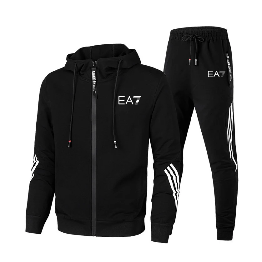 

Men Tracksuit zipper Hoodie Casual Set 2 Pieces Autumn winter Sporting Track Suit Male Fitness Sweatshirts Jacket + Pants Set