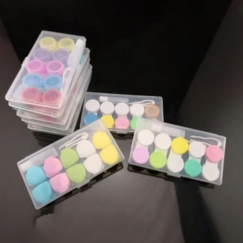 

5 Packed Simple Contact Lens Case Solid Color Beauty Lens Case Contact Lens Storage Box Can As Gift