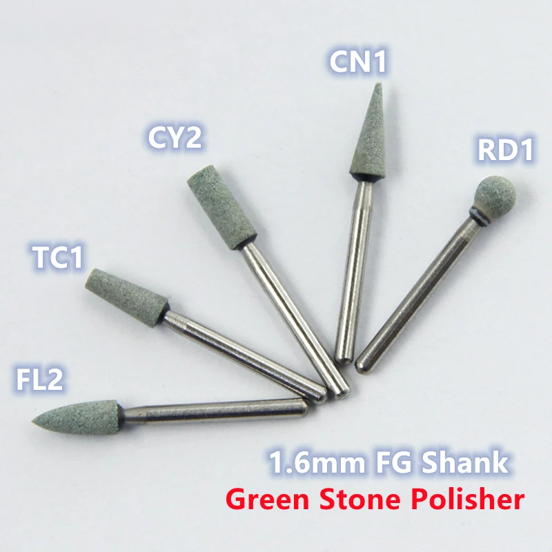 

5pcs/set Dental Green Stone Polisher FG Shank CN1 CY2 FL2 TC1 RD1 High Speed Teeth Whiting Dentist Tools Teeth Care & Poloshing