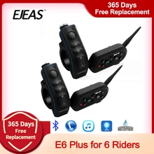 2 pçs ejeas e6 além de motocicletas fone de ouvido 6 pilotos 1200m capacete comunicador interfone bluetooth lidar com controle remoto