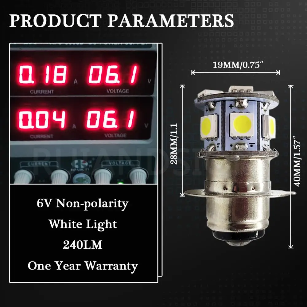 6 в 12 В неполярный H6M P15D 12SMD 5050 светодиодный мотоцикл 0 Вт лм дальний/Ближний