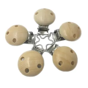 

5Pcs/Set Wooden Color Baby Infant Pacifier Clip Soother Holder DIY Accessories