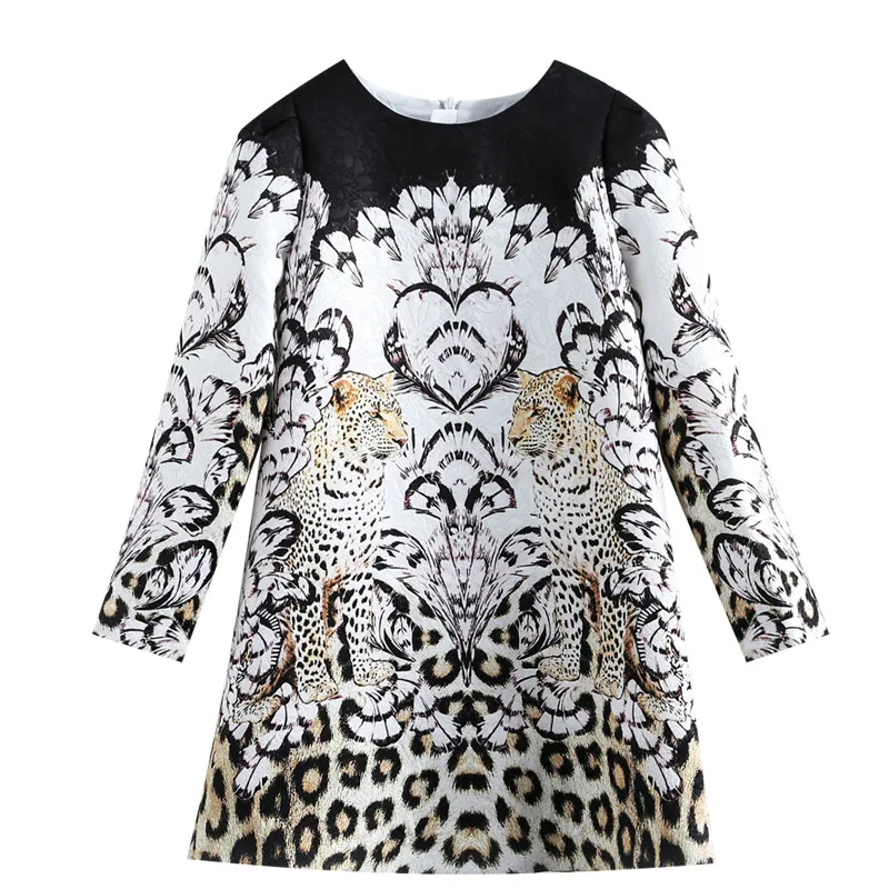 Детское платье; сезон осень-зима Коллекция года; Изысканная Дизайнерская одежда для От 3 до 14 лет новое модное Стильное детское платье с длинными рукавами и рисунком животных