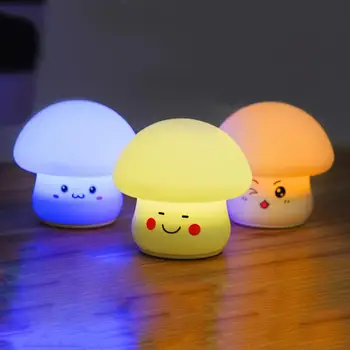 

Cute Mushroom Shape LED Night Light 7-Color Changing USB Charging LED Night Lights Tap Control LED Lamp Home Bedroom Decoration
