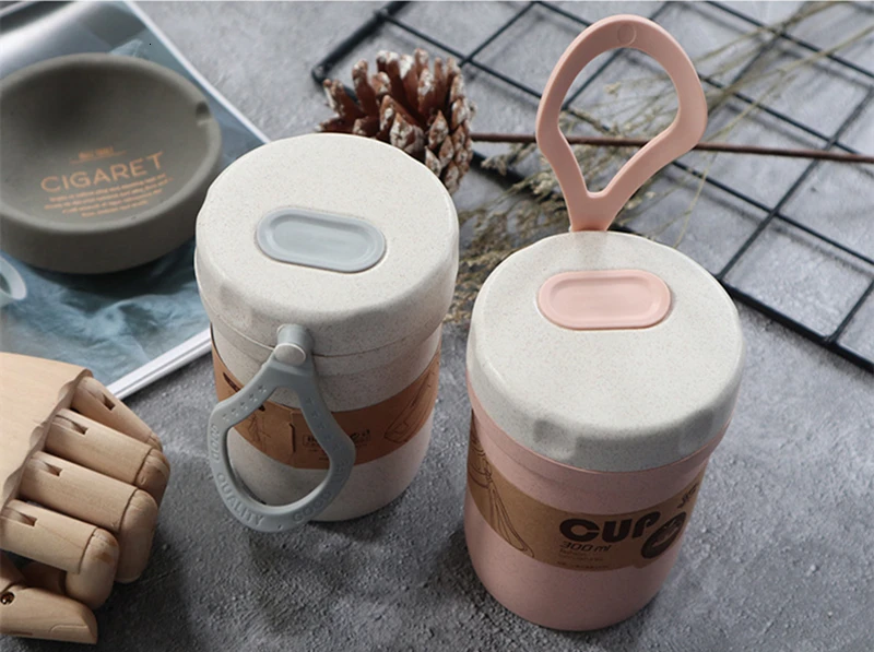 300ML Wheat Fiber Coffee Cup Travel Mug Portable Double-wall Insulation Office Coffee Tea Cups Milk Cup (8)