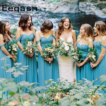 

Cheap Chiffon Long Bridesmaid Dresses 2020 V Neck Back Open Formal Party Gown for Weddings Plus Size Under 50 vestido madrinha