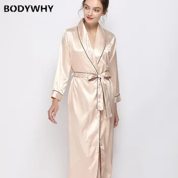 

Summer Women's Pajamas Lapel Long Thin Nightgown Lace Sexy Pajamas Bathrobes Home Clothing Lingerie Robe Silk Robes for Women