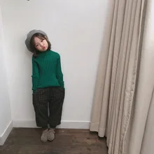 18 для детей на осень и зиму в стиле ретро; одежда в клетку шерстяное якобы из двух частей, брюки с начесом и толстом каблуке