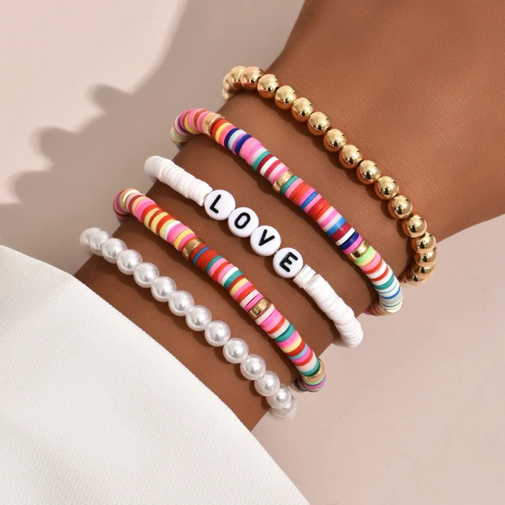 Braccialetto con perline colorate Sethain Boho per donne e ragazze catena a mano multistrato
