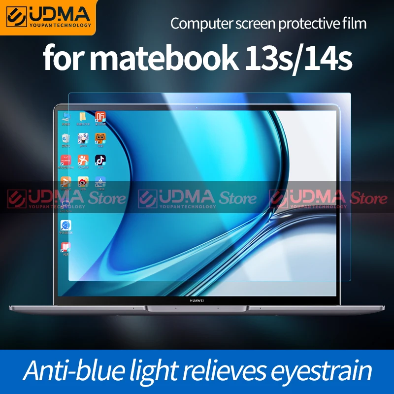 Udma-protetor de Tela Anti Azul para Laptops Huawei Notebook Filme de Vidro Temperado Matebook 13s 14s 16s x Pro D14 D15 E2023