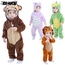 Осенне-зимняя толстовка с капюшоном; одежда для малышей; фланелевые комбинезоны для малышей; комбинезоны с капюшоном для маленьких мальчиков и девочек с изображением животных из мультфильмов