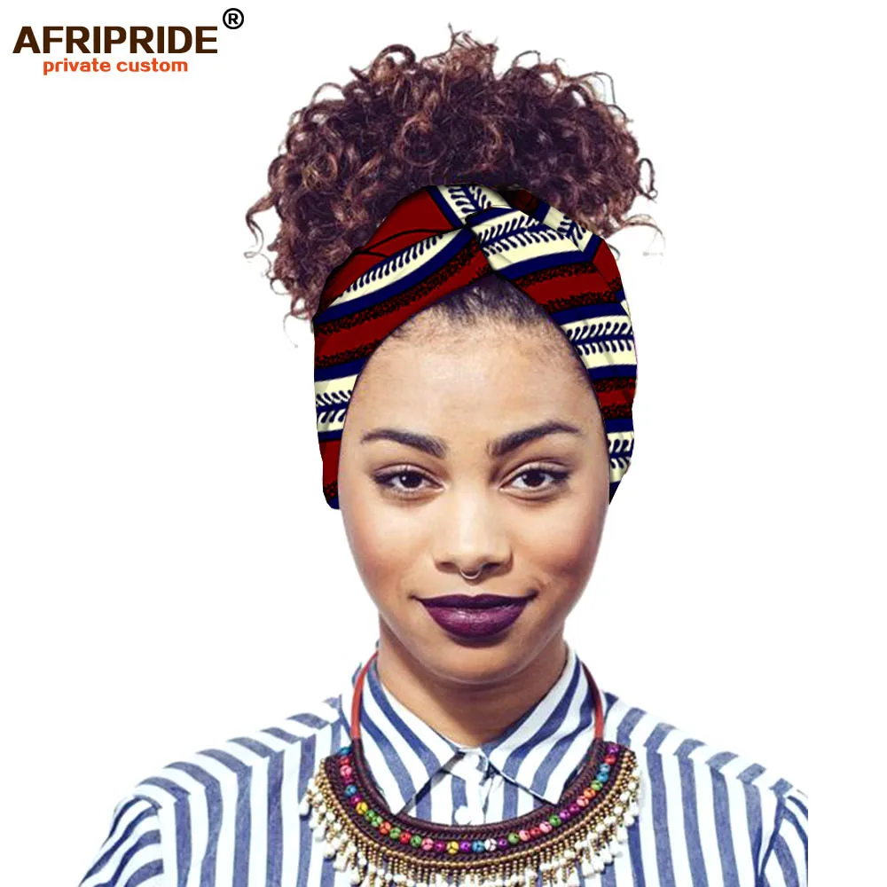 africa ankara печатная эластичная повязка для женщин AFRIPRIDE bazin richi Женская повязка на голову из хлопка Повседневный модный стиль A19H001 - Цвет: 552J