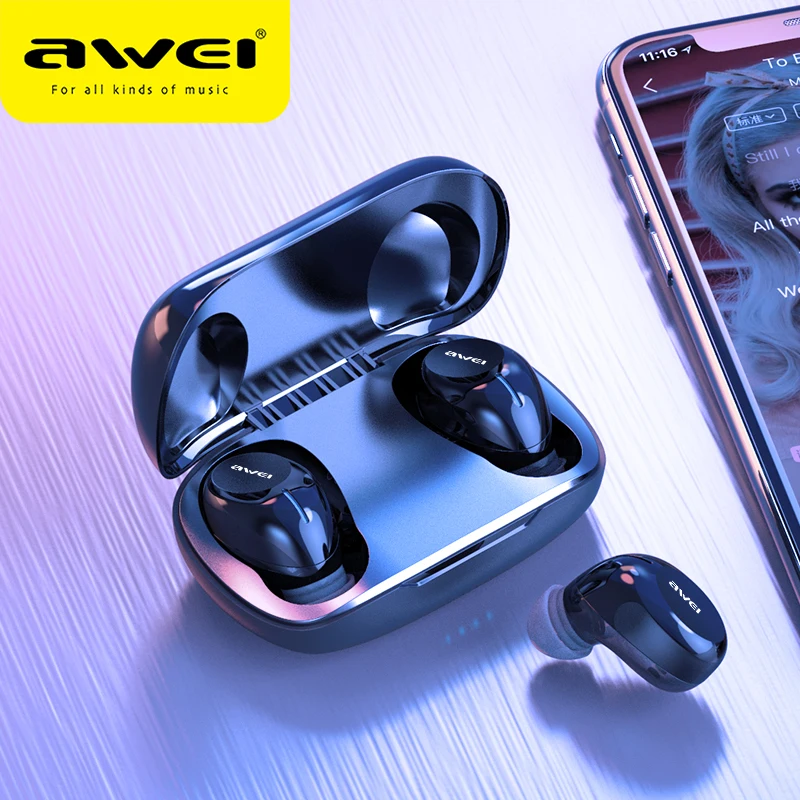 AWEI Budget TWS In Ohr Mini Ohrhörer Gaming Bluetooth 5,0 Qualität Sound Hifi Kopfhörer Mit Mic Touch Contorl Wireless Headset