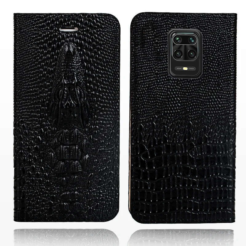 Genuine Leather Flip case for redmi note 9s note 7 note 8 9pro 4X 8T mi 9T Crocodile skull phone cover 360 full soft protective