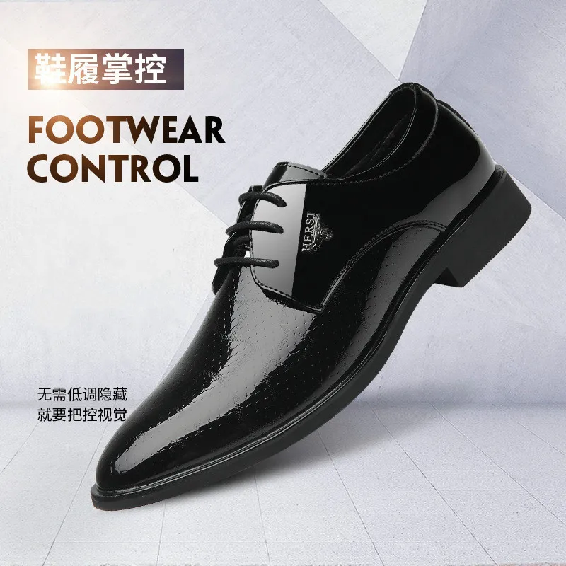 

2020 New Style Men Fashion Casual Pointed-Toe Formal Wear Men Business Bright Surface Pointed-Toe England Trend MEN'S Leather Sh