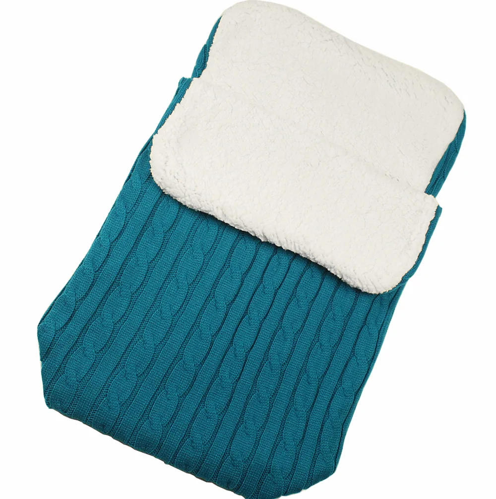 Детские одеяла для постельных принадлежностей, коляска для новорожденных, муслиновая Пеленка, шерстяной спальный мешок для младенцев, уплотненный конверт для пеленания - Цвет: Lake Blue