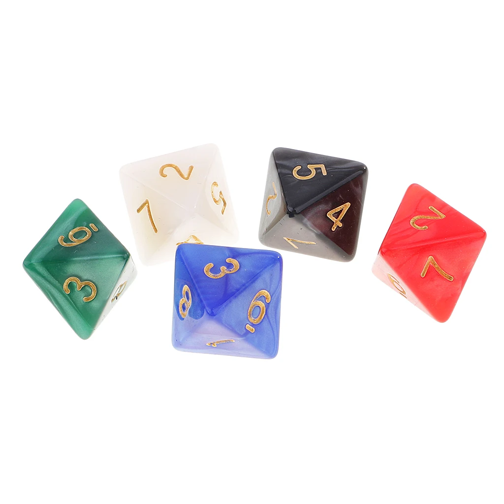 50 Pcs Polyhedral D8 Dices Five Colors With Bag For D&D RPG MTG Board Games