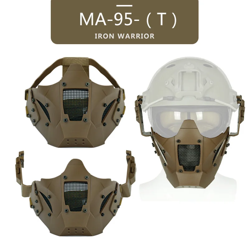 Airsoft Paintball Hunting Mask Tactical Combat Half Face Mask Military War Game Protective Face Mask Black tan green