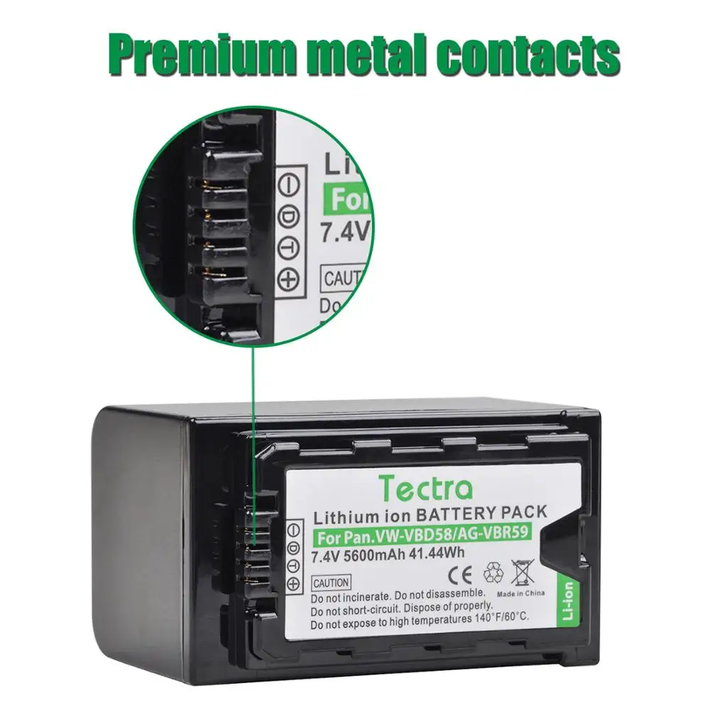 Bateria com Leds Indicadores de Alimentação para Panasonic Ag-vbr59 Aj-hpx260mc Hpx265mc Px270 Px285mc 5600mah Vw-vbd58 Vbd29 Vbd55 Vbd78 - Image 3