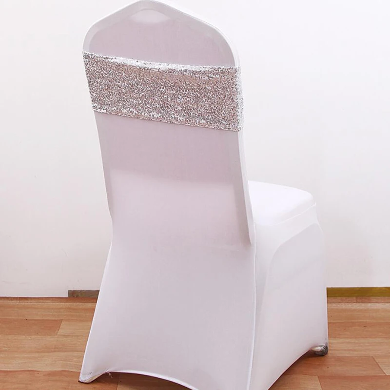 25 шт./лот Блестящий Пояс для стула Чехол для стула для свадебной вечеринки пояс для галстука-бабочки Декор Банкетный стул для отеля пояс лента - Цвет: Slivery
