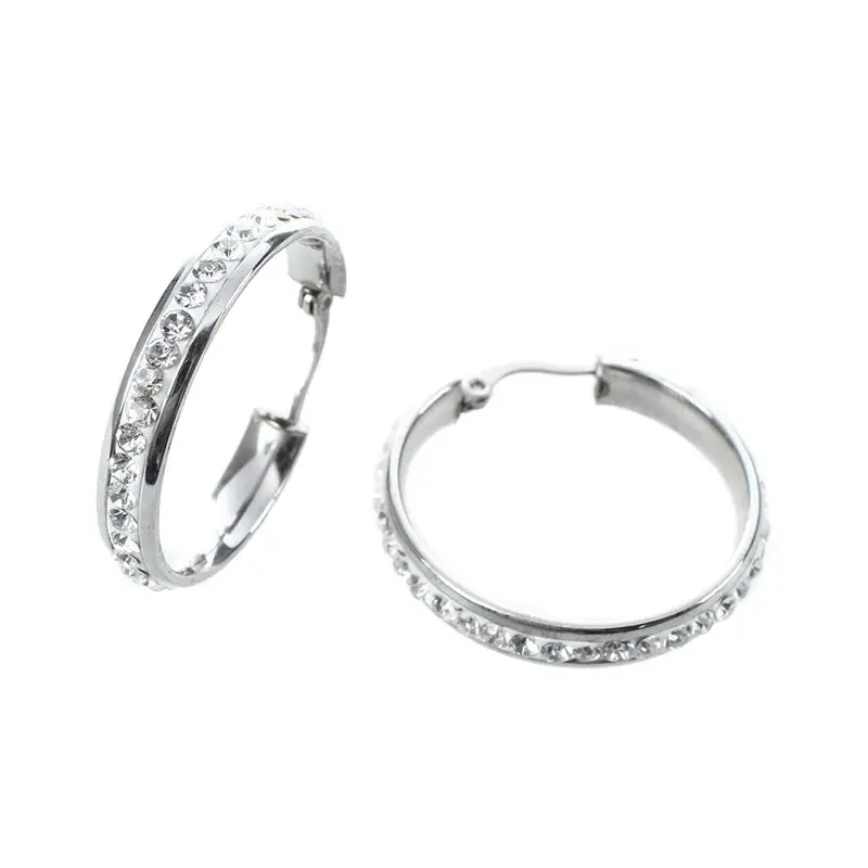 

Earring silver color with Rhinestone 30 * 5mm