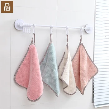 

Youpin Simple Velvet Hand Towels Absorbent Lint-Free Cloth Kitchen Towel Easy Clean Kitchen Bathroom Hanging Towel Coral
