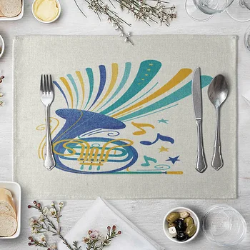 

Violin Music Notes Stripes Printed Western-style Placemat Table Mat