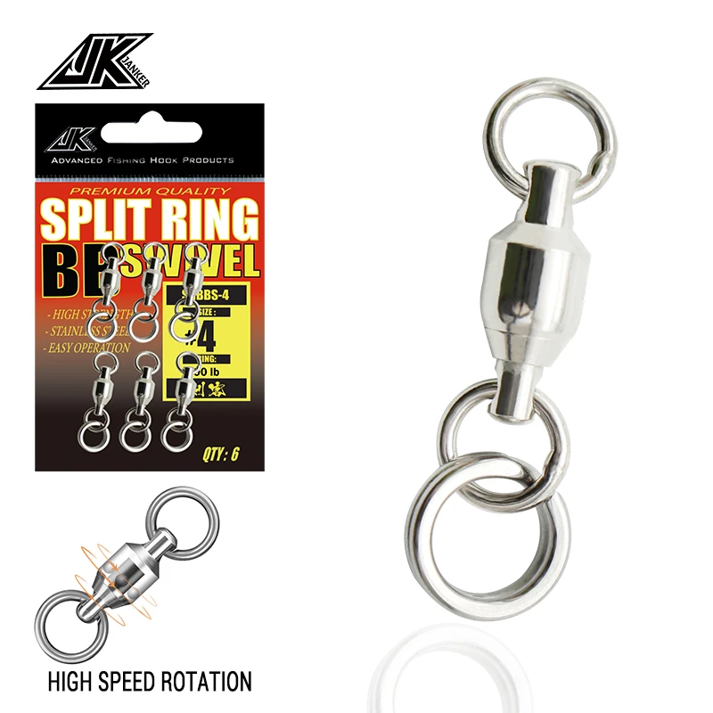Fishing Rolling Swivel Connector Solid Ring Heavy Duty Ball Bearing Barrel
