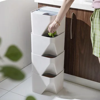 

S/L Kitchen Trash Can Recycle Bin Stacked Sorting Trash Bin Household Dry And Wet Separation Waste Bin Rubbish Bin For Bathroom