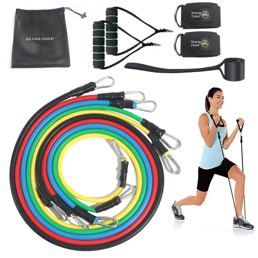 

SKDK 11pcs Resistance bands set Home Latex Fitness Rope Set Training Muscle Exercises Workout Elastic Bands Fitness Equipment