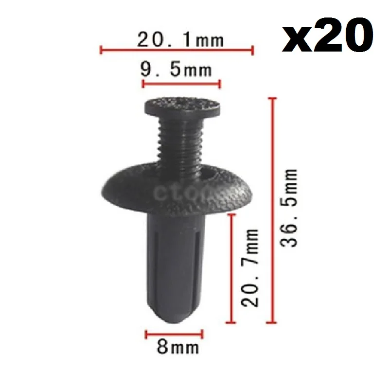 20 шт нейлон пистон заклёпки для HONDA/для Acura/для Toyota/для Mitsubishi 90467-08155, 90505-SL0-003, 94852368