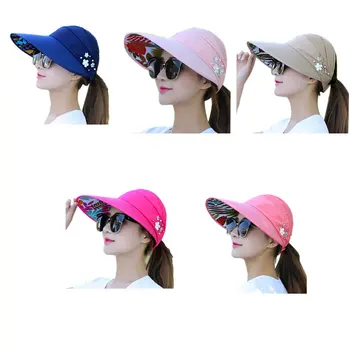 

Sun Hats for Women Visors Hat Fishing Fisher Beach Hat UV Protection Cap Black Casual Womens Summer Caps Ponytail Wide Brim Hat