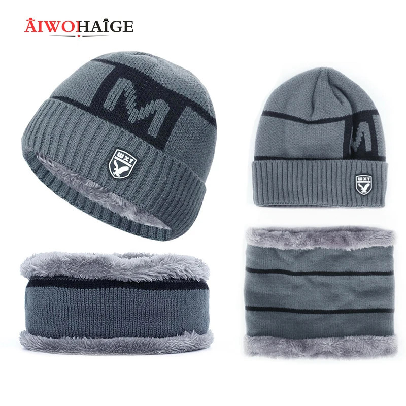 men's winter hat beanie cap High quality two piece fluffy Free shipping dropshiping 2019 new 2-piece set |