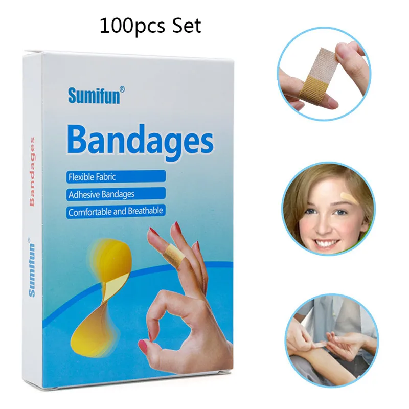 100Pcs/Pack Waterproof Band Aids Bandages First Aid New Anti Bacteria