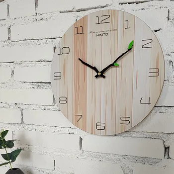 

12 Inch Nordic Living Room Wall Clock Grain Creative Clock Silent Clock Simple Wood 9 Mm Sheet Loudspeaker Mute Separates 0.7g
