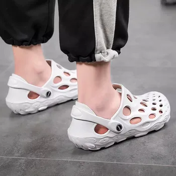

WEH Men's Summer Hole Shoes Slip On Breathable Jelly Shoes Men Sandals Summer Beach Shoes Croc Slippers Men Clogs Foam Runner