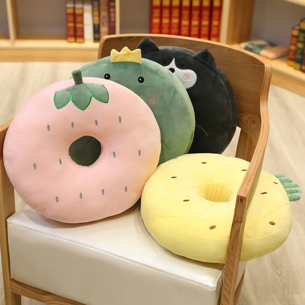 Doughnut форма плюшевая подушка фрукт Подушка животные круглая подушка для сиденья кактус морковь клубника Хаски динозавр 38*38*8 см