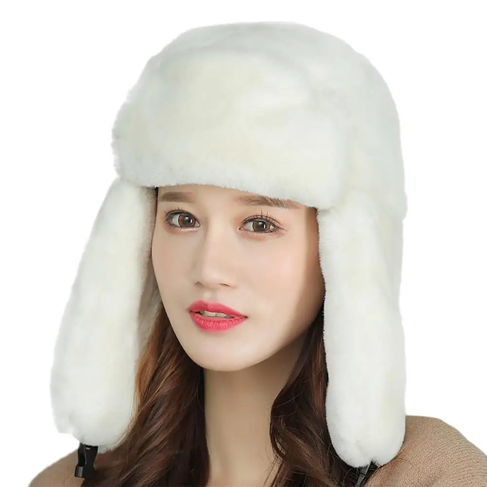 Bomber Hat Women Thick Windproof Cold-proof Cap Outdoor Winter Cycling Hats Skiing Skate Winter Wram Hats New - Цвет: M