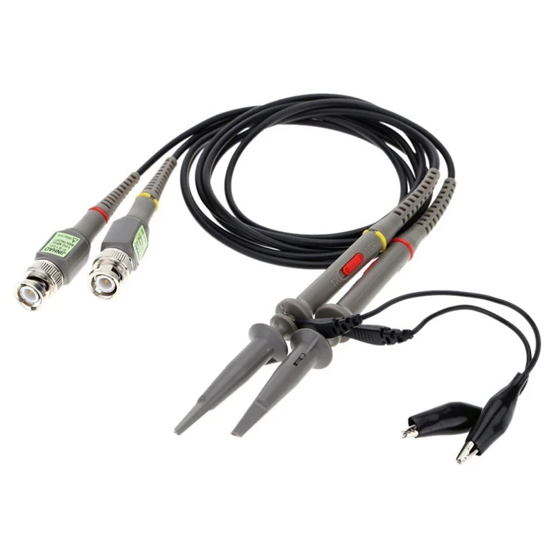 

P6100 2pcs High precision oscilloscope probe 1X 10X 100MHz crocodile clamp probe