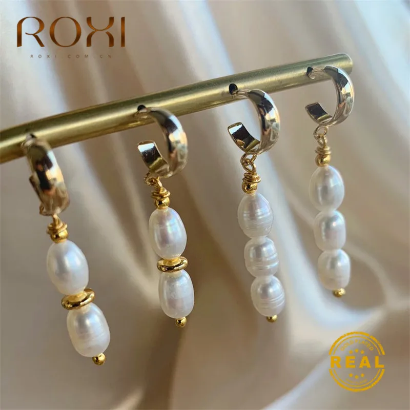 

ROXI Natural Freshwater Pearl Drop Earrings for Women Elegant Long Baroque Pearl Earring Pierecing Ear Jewelry Bohemian Earrings