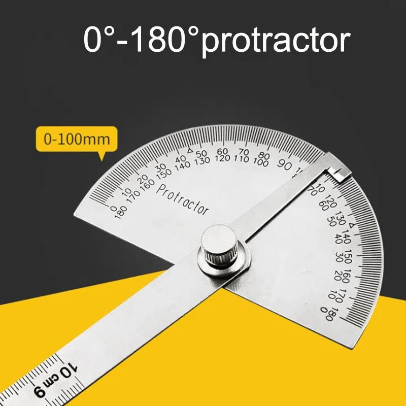 

180 grados protractor de ángulo semicircular regla 0-10cm divisor acero inoxidable multifuncional rotatorio herramientas de medición