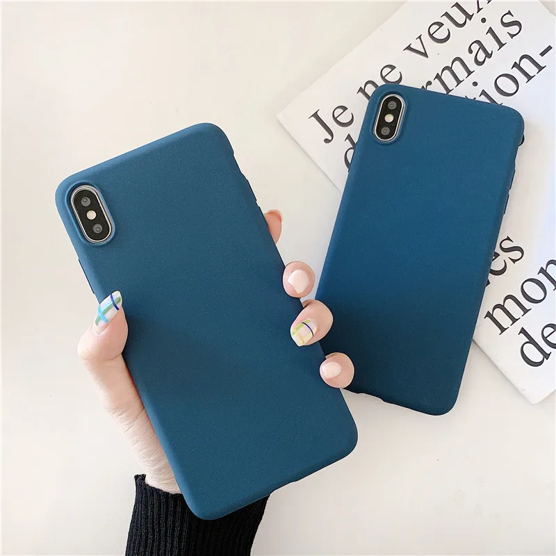 

Matte Sandstone Dark Blue Color Cover Phone Case For Huawei Honor 20 20i 10 10i P10 P20 P30 Pro Lite 8X 8A Max Soft Back Funda