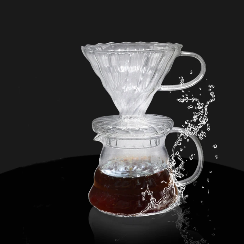 Goedkoop 600ML Glas Koffie Druppelaar en Pot Set voor Japness stijl V60 Glas Koffie Filter Herbruikbare Koffie Filters