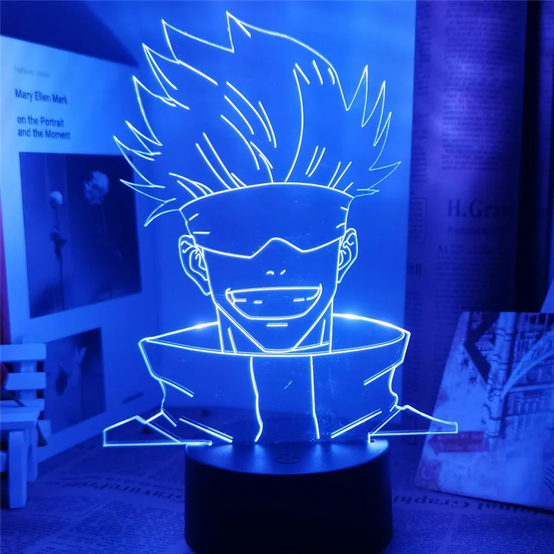 Fashion Anime Jujutsu Kaisen Led Night Light Yuji Itadori Gojo Satoru Acrylic Figure Stand Model 3D Lamp for Bedroom Desk Decor night lamp for bedroom